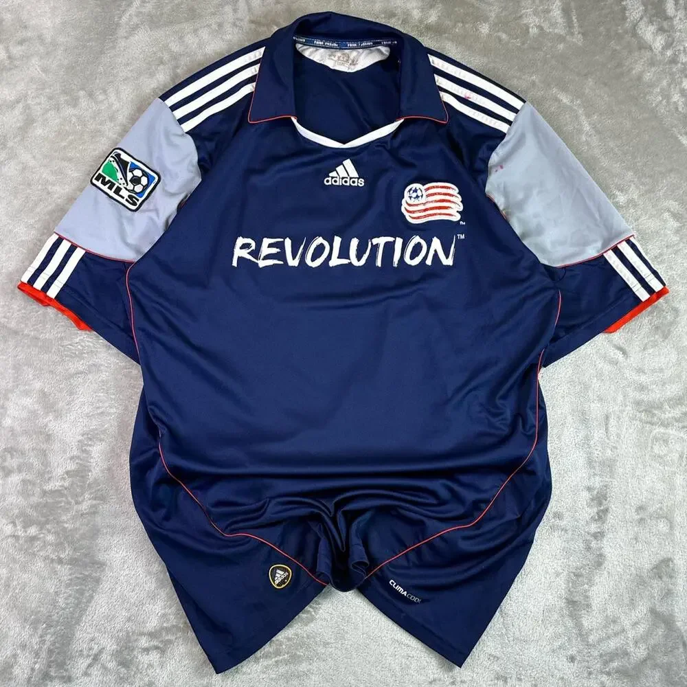 Y2K Adidas MLS 2010-2011 Blue New England Revolution Soccer Jersey Size L - Picture 1 of 8